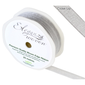 Eleganza Woven Edge Ribbon 10mm X 20m Silver No.24