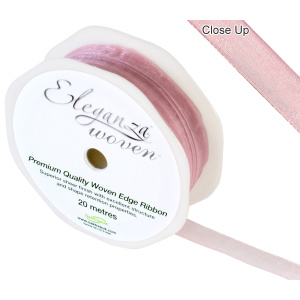 Eleganza Woven Edge Ribbon 10mm X 20m Classic Pink No.07