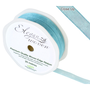 Eleganza Woven Edge Ribbon 10mm X 20m Aqua No.54