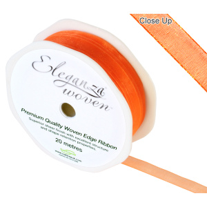 Eleganza Woven Edge Ribbon 10mm X 20m Orange No.04