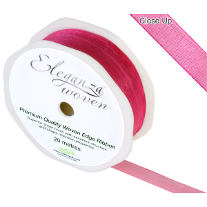 Eleganza Woven Edge Ribbon 10mm X 20m Deep Cerise No.30