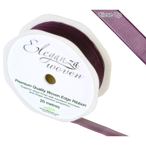 Eleganza Woven Edge Ribbon 10mm X 20m Aubergine No.32