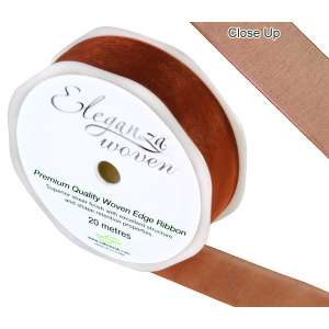 Eleganza Woven Edge Ribbon 25mm X 20m Copper No.23