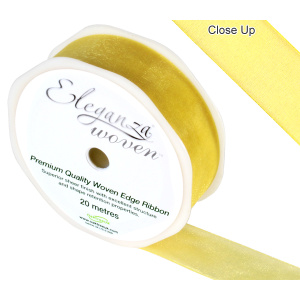 Eleganza Woven Edge Ribbon 25mm X 20m Yellow No.11