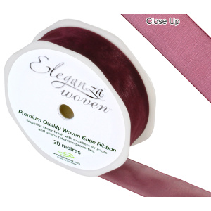Eleganza Woven Edge Ribbon 25mm X 20m Burgundy No.17