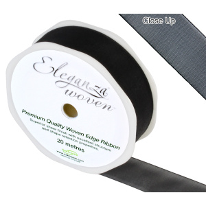 Eleganza Woven Edge Ribbon 25mm X 20m Black No.20