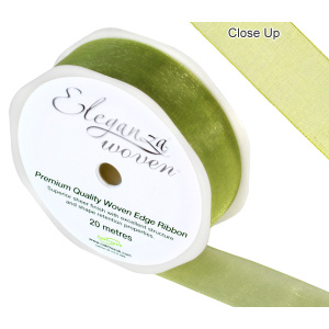 Eleganza Woven Edge Ribbon 25mm X 20m Pistachio No.27