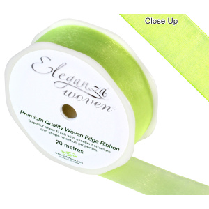 Eleganza Woven Edge Ribbon 25mm X 20m Lime Green No.14