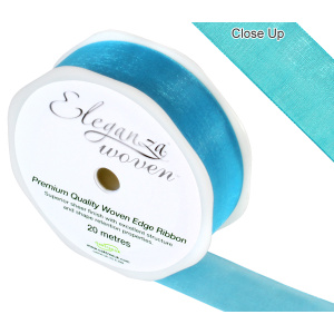 Eleganza Woven Edge Ribbon 25mm X 20m Turquoise No.55