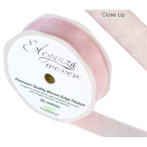 Eleganza Woven Edge Ribbon 25mm X 20m Lt Pink No.21