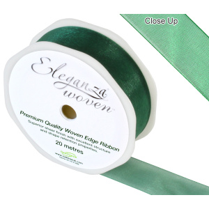 Eleganza Woven Edge Ribbon 25mm X 20m Green No.50