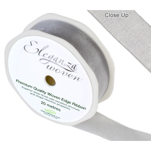 Eleganza Woven Edge Ribbon 25mm X 20m Silver No.24