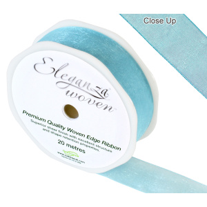Eleganza Woven Edge Ribbon 25mm X 20m Aqua No.54