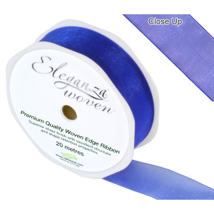 Eleganza Woven Edge Ribbon 25mm X 20m Royal Blue No.18