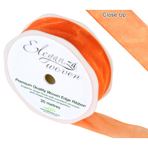 Eleganza Woven Edge Ribbon 25mm X 20m Orange No.04