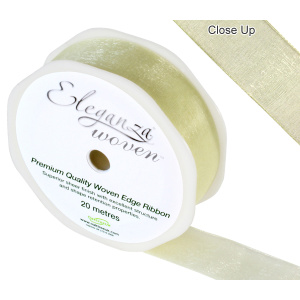 Eleganza Woven Edge Ribbon 25mm X 20m Pale Yellow No.10