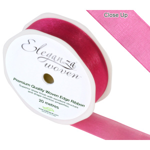 Eleganza Woven Edge Ribbon 25mm X 20m Deep Cerise No.30