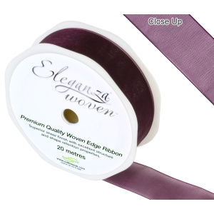Eleganza Woven Edge Ribbon 25mm X 20m Aubergine No.32