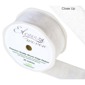 Eleganza Woven Edge Ribbon 38mm X 20m White No.01