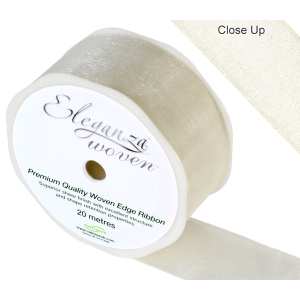 Eleganza Woven Edge Ribbon 38mm X 20m Ivory No.61