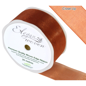 Eleganza Woven Edge Ribbon 38mm X 20m Copper No.23
