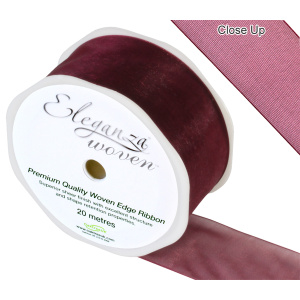 Eleganza Woven Edge Ribbon 38mm X 20m Burgundy No.17