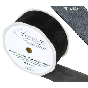 Eleganza Woven Edge Ribbon 38mm X 20m Black No.20