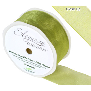 Eleganza Woven Edge Ribbon 38mm X 20m Pistachio No.27