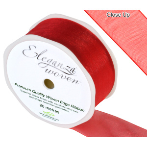 Eleganza Woven Edge Ribbon 38mm X 20m Red No.16