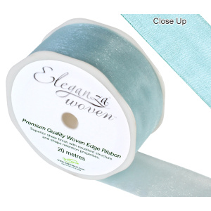 Eleganza Woven Edge Ribbon 38mm X 20m Lt Blue No.25