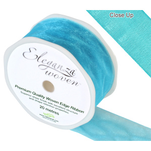 Eleganza Woven Edge Ribbon 38mm X 20m Turquoise No.55