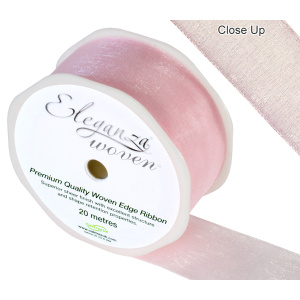 Eleganza Woven Edge Ribbon 38mm X 20m Lt Pink No.21