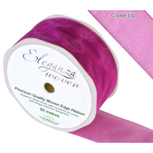 Eleganza Woven Edge Ribbon 38mm X 20m Fuchsia No.28