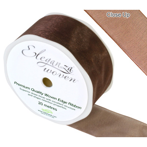 Eleganza Woven Edge Ribbon 38mm X 20m Chocolate No.58