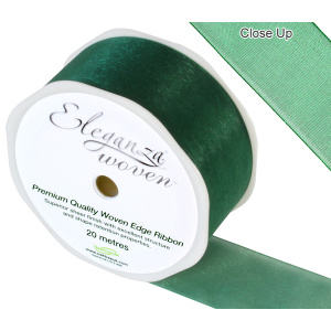Eleganza Woven Edge Ribbon 38mm X 20m Green No.50