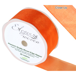 Eleganza Woven Edge Ribbon 38mm X 20m Orange No.04
