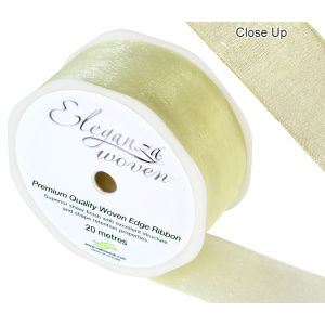 Eleganza Woven Edge Ribbon 38mm X 20m Pale Yellow No.10