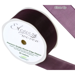 Eleganza Woven Edge Ribbon 38mm X 20m Aubergine No.32
