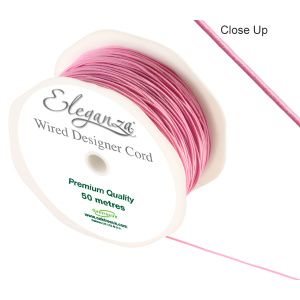 Eleganza Wired Designer Cord 1mm X 50m Lt Pink No.21
