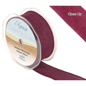 Eleganza Wired Country Hessian 38mm X 10m Burgundy No.17
