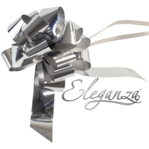 Eleganza Poly Pull Bows Metallic 30mm X 30pcs Silver