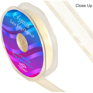 Eleganza Satin Edge Organza 15mm X 25m Ivory No.61