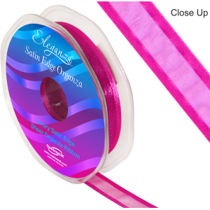 Eleganza Satin Edge Organza 15mm X 25m Fuchsia No.28
