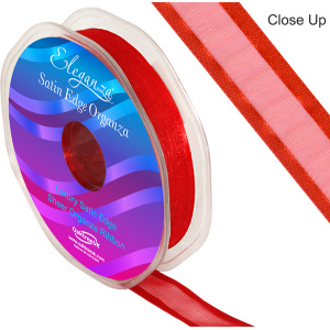 Eleganza Satin Edge Organza 15mm X 25m Red No.16