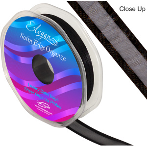 Eleganza Satin Edge Organza 15mm X 25m Black No.20