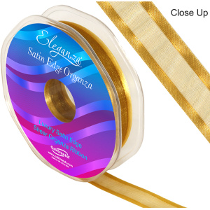 Eleganza Satin Edge Organza 15mm X 25m Gold No.35