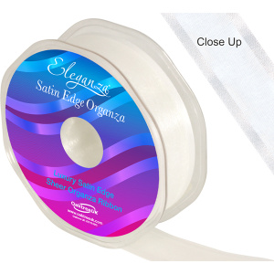 Eleganza Satin Edge Organza 25mm X 25m White No.01