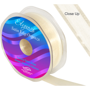 Eleganza Satin Edge Organza 25mm X 25m Ivory No.61