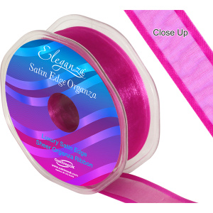 Eleganza Satin Edge Organza 25mm X 25m Fuchsia No.28