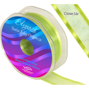Eleganza Satin Edge Organza 25mm X 25m Apple Green No.63